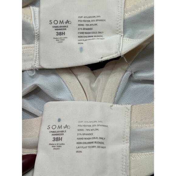 Lot Of 2 Soma 38H Unbelievable Minimizer Bras Beige Nylon/Spandex - Picture 5 of 7